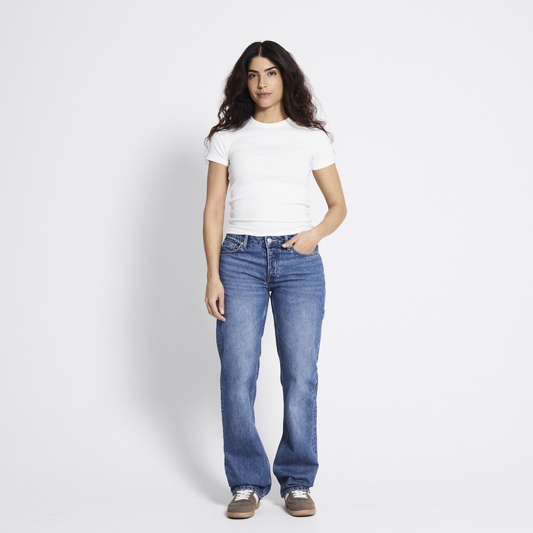 Low waist straight jeans "Icon" Mid wash